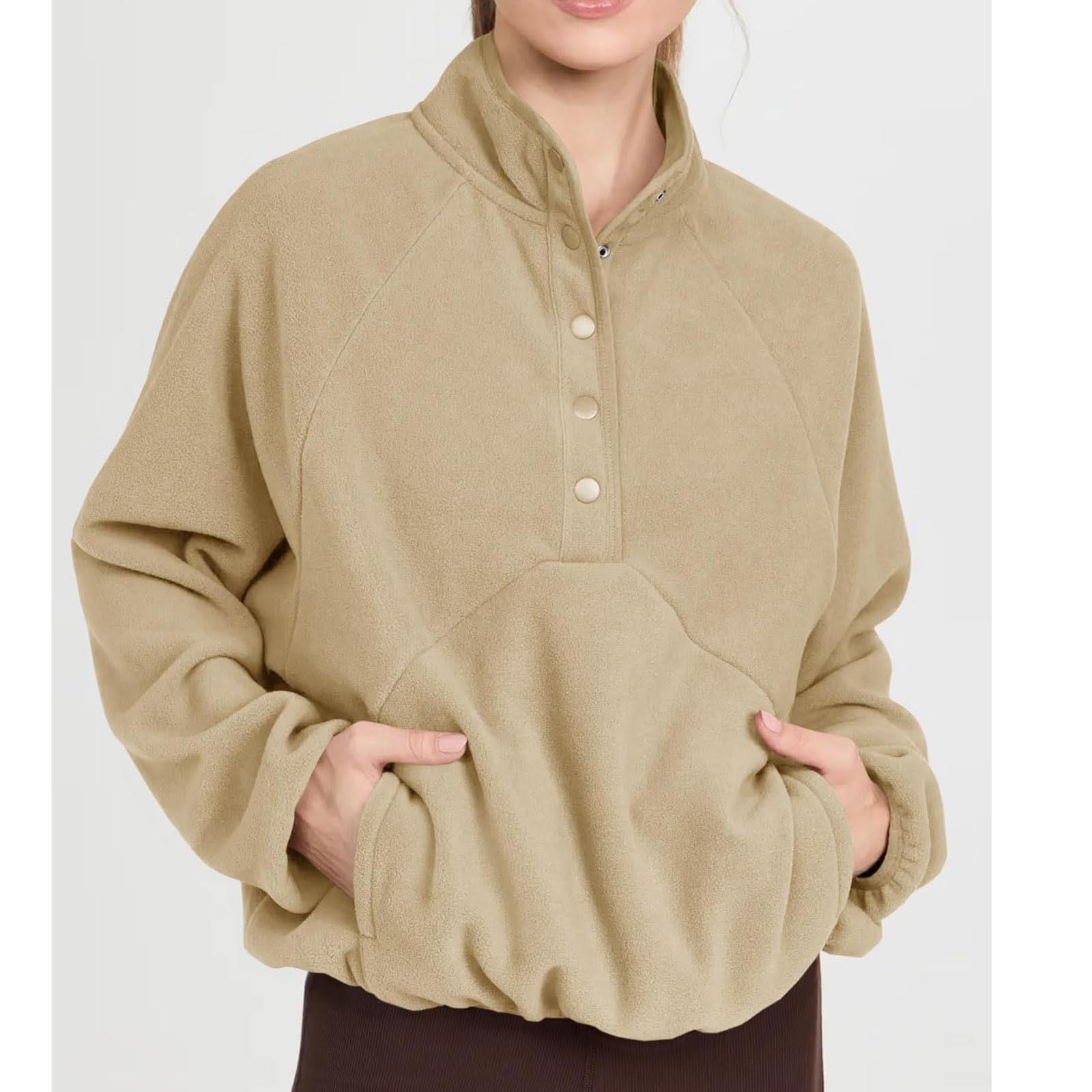 

Женский пуловер на молнии, толстовка с воротником-стойкой, толстовки с длинными рукавами, большие пуловеры с капюшоном, топы S хаки