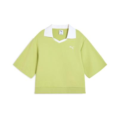Collective Femme 2.0 Polo Retro Sports Casual V Embroidered Logo Short Sleeve Polo Women Tops Pistachio-Green 631717-37