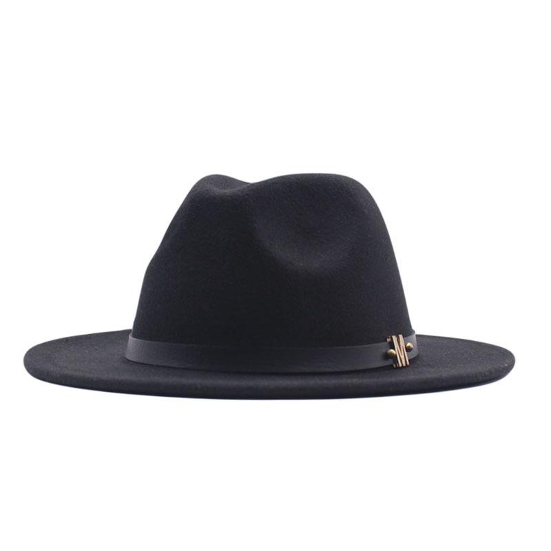 eBay European and American fashion autumn and winter new M belt woolen top hat men's and women's jazz hat