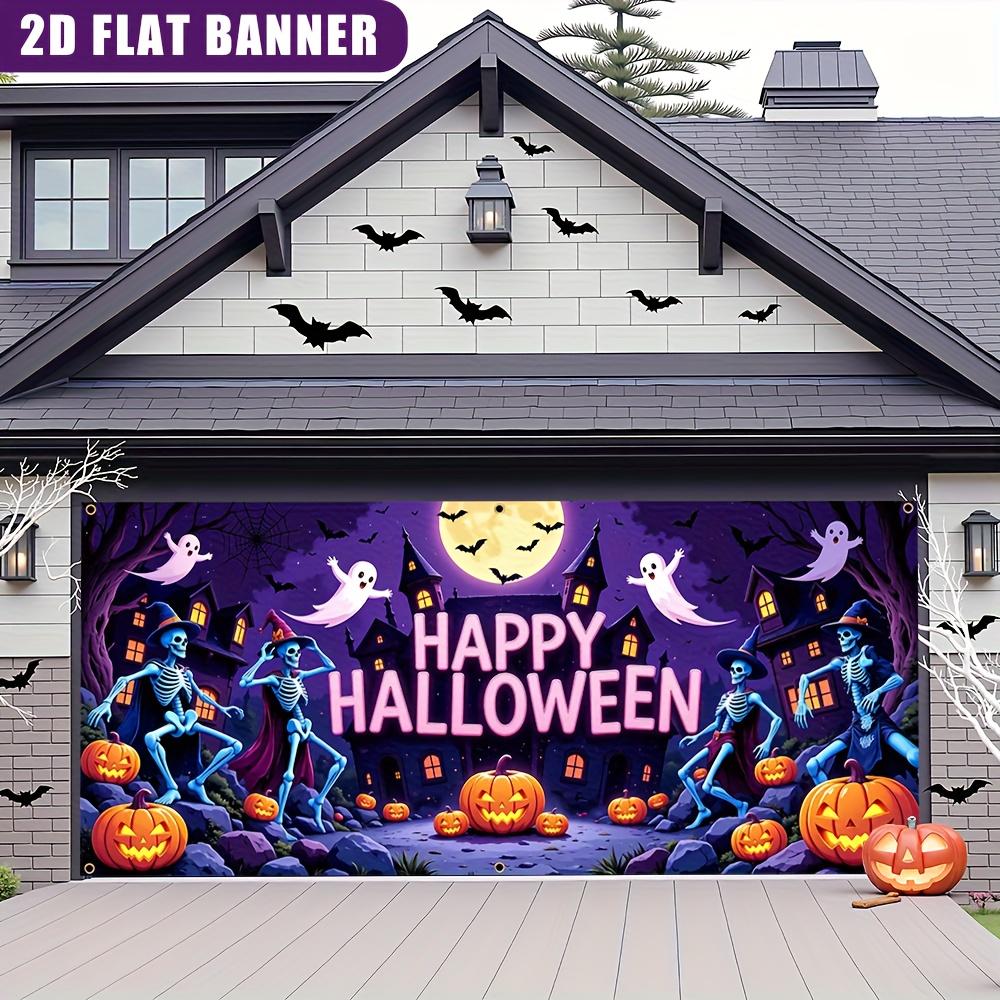 2D flat banner - 1 piece of Halloween magic skull garage horizontal decorationzyc