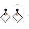 Women Unique Frosted Square Double Layer Geometry Pendant Earrings