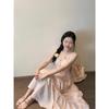 Sweet Pink Lace Patchwork Camisole Maxi Dress for Female Students – Slimming, Flattering Summer Style