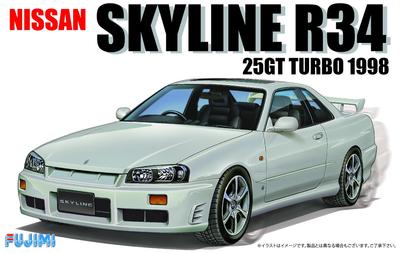 Fujimi Models Serie 124 Nissan R34 Skyline 25GT Turbo 1998 Plastikmodellbausatz ID124 1/24 Inch-Up Nr.