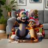 "Tom & Jerry Weihnachtsabenteuer: Festlicher Spaß für Kinder!"Decke Flanell Überwurfdecke für Sofa, Bett, Reisen, Camping, Büro"