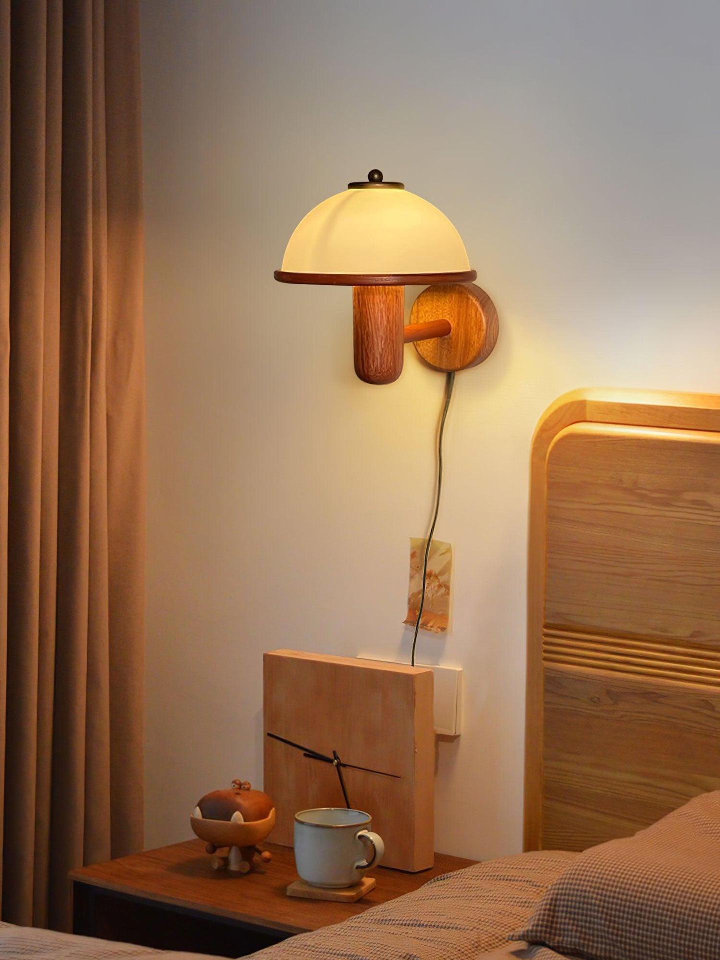 Retro Solid Wood Bedside Medieval Wall Lamp Bedroom Living Room Decorative Girl Wall Lamp