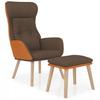Recliner Chair with Ottoman Brown Faux Leather & Fabric