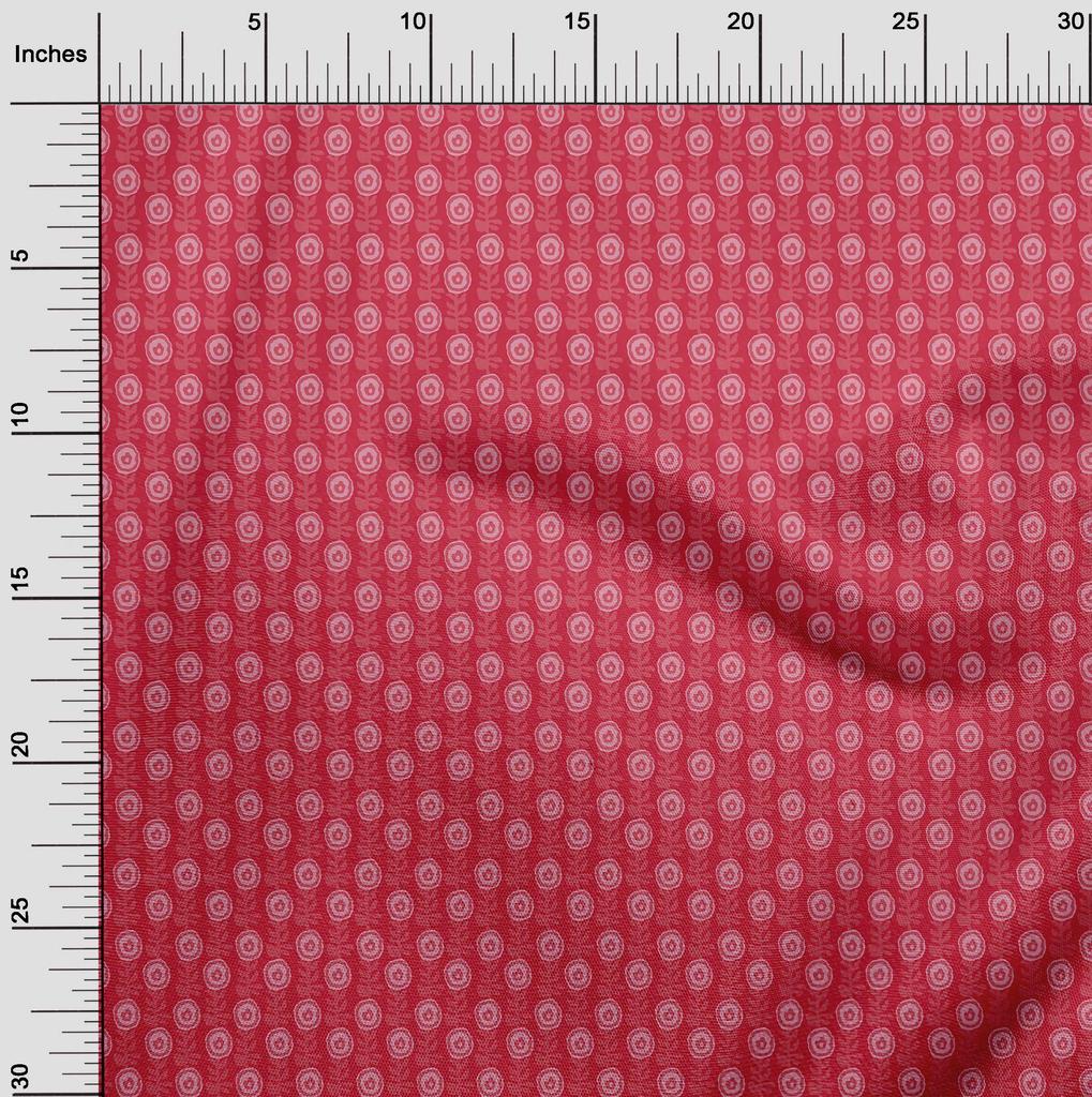 oneOone Cotton Flex Fabric Leaves & Floral Block Printed Craft Fabric BTY 40 Inch