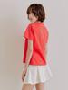 LEFTSEOUL 60-Count Reporter Cotton Half T-Shirt [Salmon Orange]