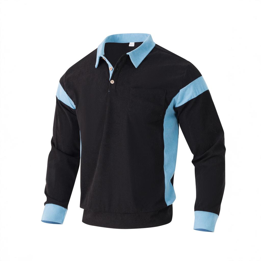 Essential for men! Long sleeve polo shirt, slim fit, casual daily wear