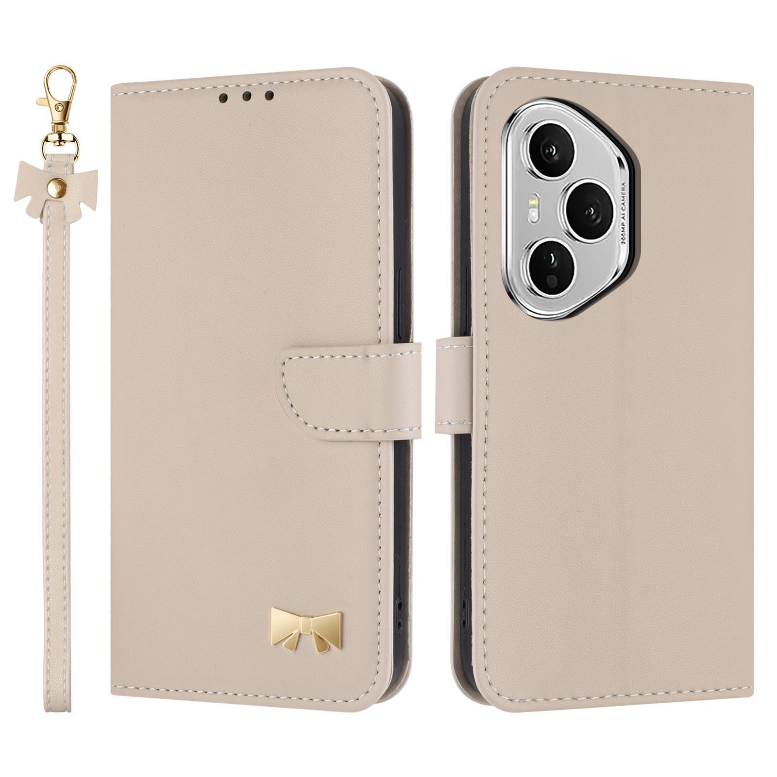 

For Honor 400 Pro 5G (Global) Case Bowknot Decor Wallet Leather Phone Cover with Wrist Strap B