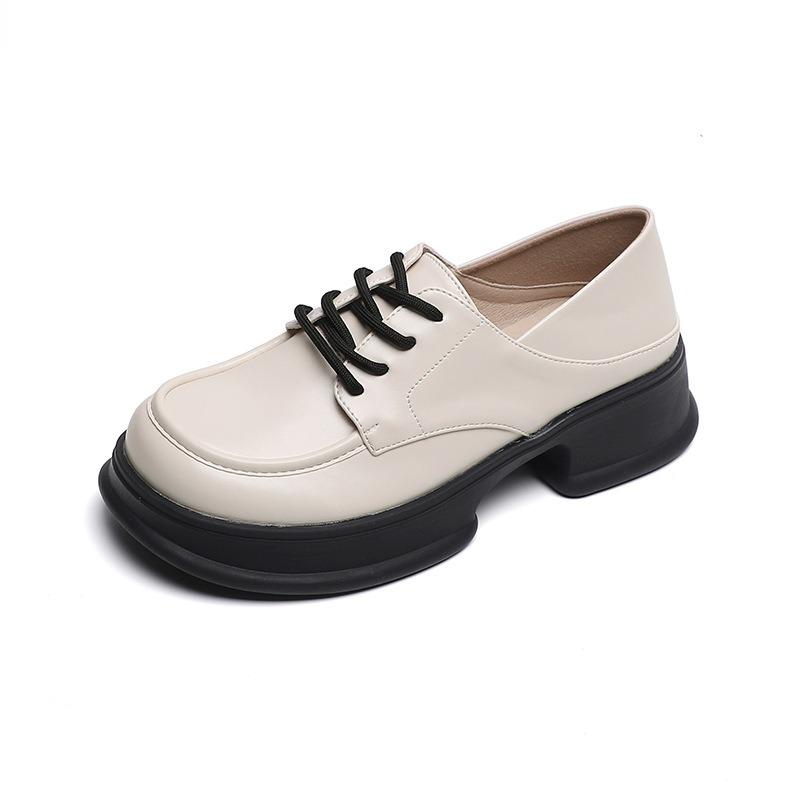 Small Leather Shoes with Thick Soles for Women with Soft Soles