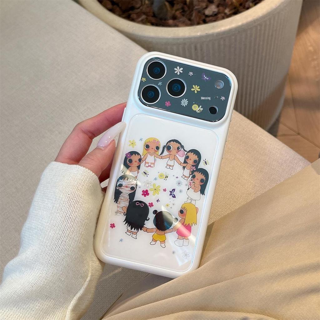 Adorable Jade Cartoon iPhone 15/17/16 Pro Max Anti-Fall Case with Window Design