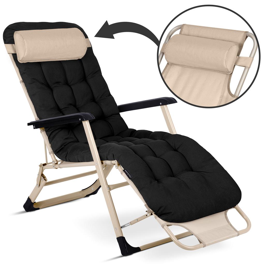 Foldable Garden Lounger With Cushion Sofotel Chillwell Set of 2 Black
