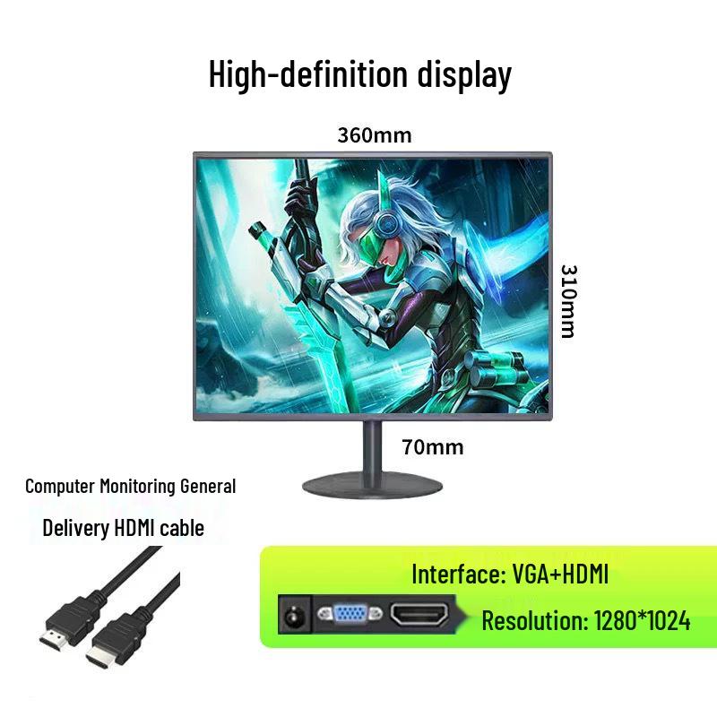 Ultra-thin HD LCD Desktop Monitor: 19, 20, 22, 24, 27-inch 4K Screen