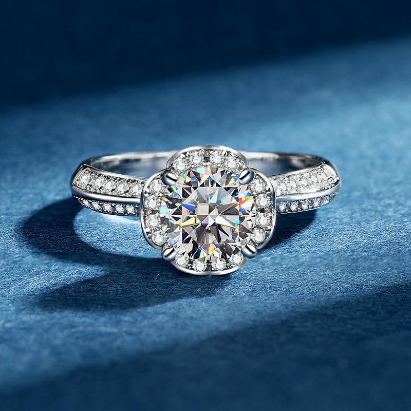 Sweet Ring Women's 1 Carat Moissanite PT950 Platinum - Bouquet Shape Platinum Women's Ring,Festival Gift Option