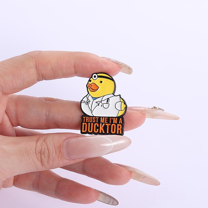 Trust Me I'm A Doctor Enamel Pin Cartoon Ducktor Veterinary Funny Humorous Animal Brooches Lapel Badge Jewelry Gifts For Friends