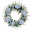 Blumenkranz mit Beeren Künstliche Rosen Voll für Haustür, Eingangsbereich, Hochzeit Blau
