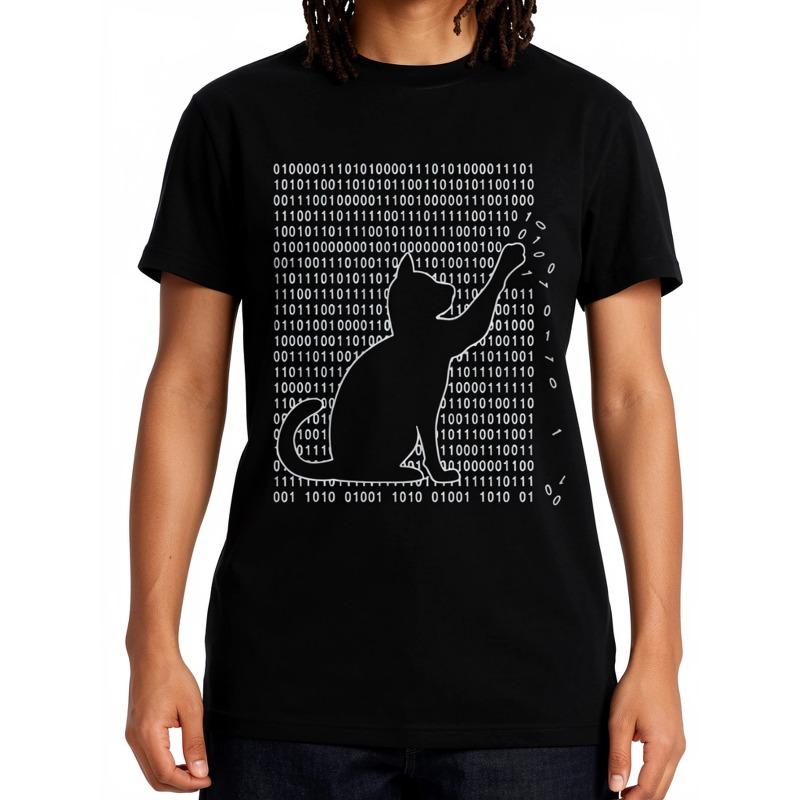 Men's High Quality T-Shirt Funny Cool Cat Design Print Summer Loose Short Sleeve for Men T-Shirt Male Tops Tees