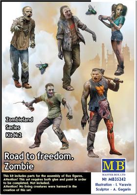 Master Box 1/35 Scale Zombieland Series: 4 Male Zombies + 1 Female Zombie Plastic Model Kit MB35242 (People)