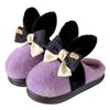 Women's Winter Rabbit Ear Bow Plush Cotton Slippers - Non-Slip & Warm