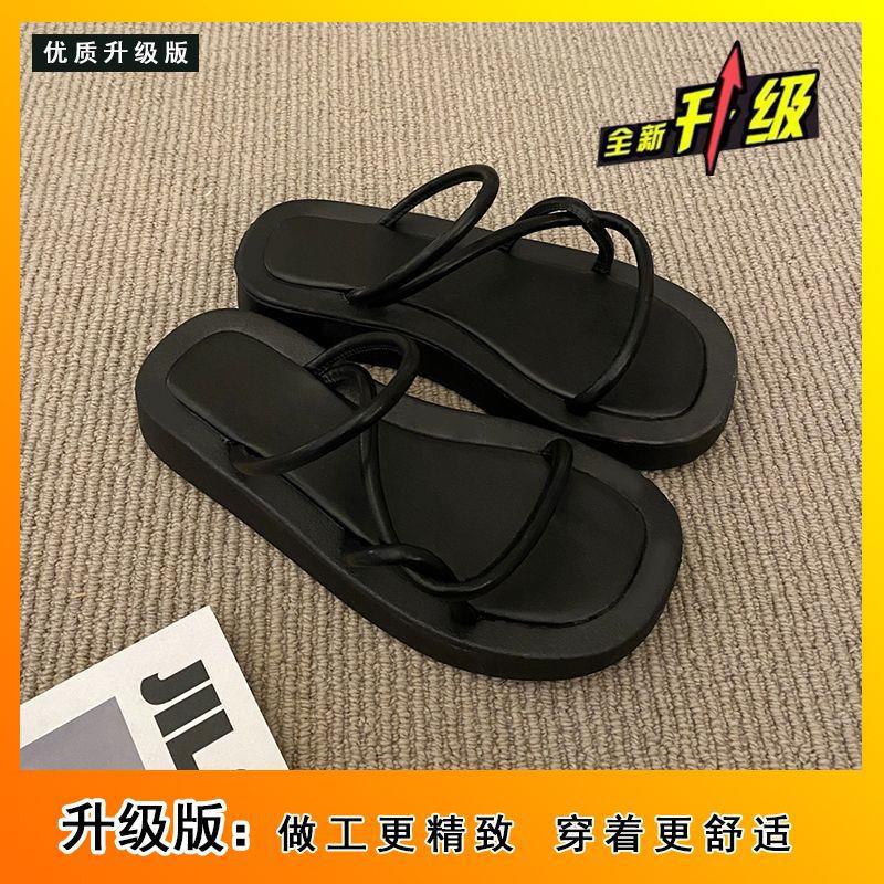 South Korea thick-bottomed niche cool slippers women's outer wear 2025 spring and summer new versatile outer wear lazy one-word drag ins tide