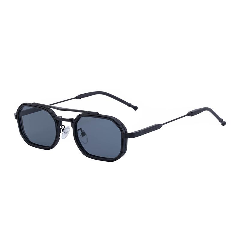 Lunettes de soleil rétro à double faisceau pour hommes, petite monture, verres solaires haut de gamme à monture intégrale