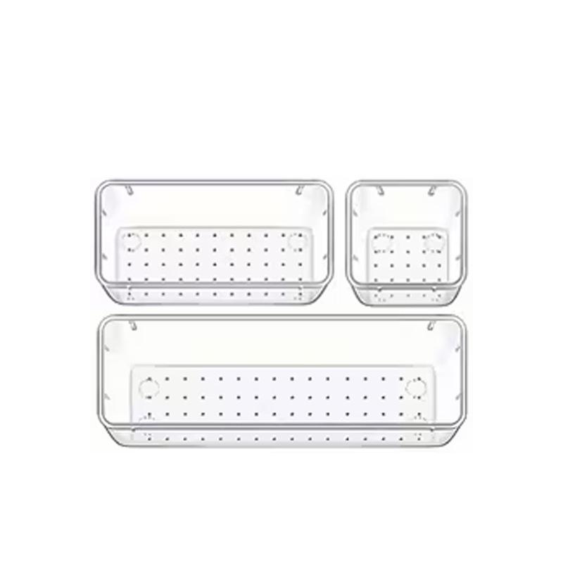 Clear Compartment Drawer Organizer: Long Divided Plastic Storage Box for Cutlery & Under-Desk Use