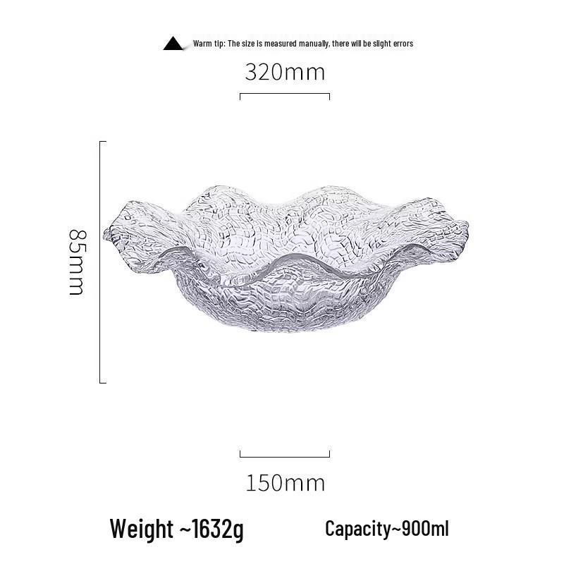 Luxuriöses Europäisches Glas Obstschalen-Set: Unregelmäßiges Spitzendesign für Zuhause & Kaffeetisch
