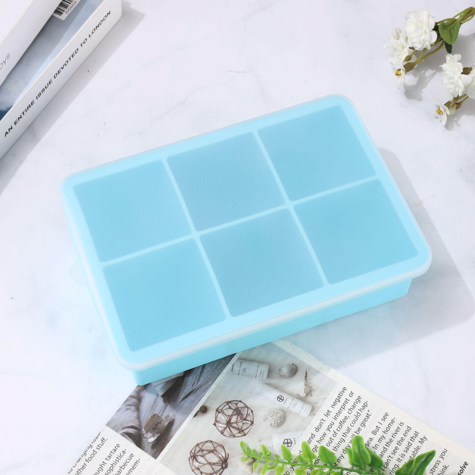 Большая форма для кубиков льда Ледяная решетка Ледяной ящик Силиконовая большая квадратная ледяная Домашний замороженный кубик льда Большой пищевой