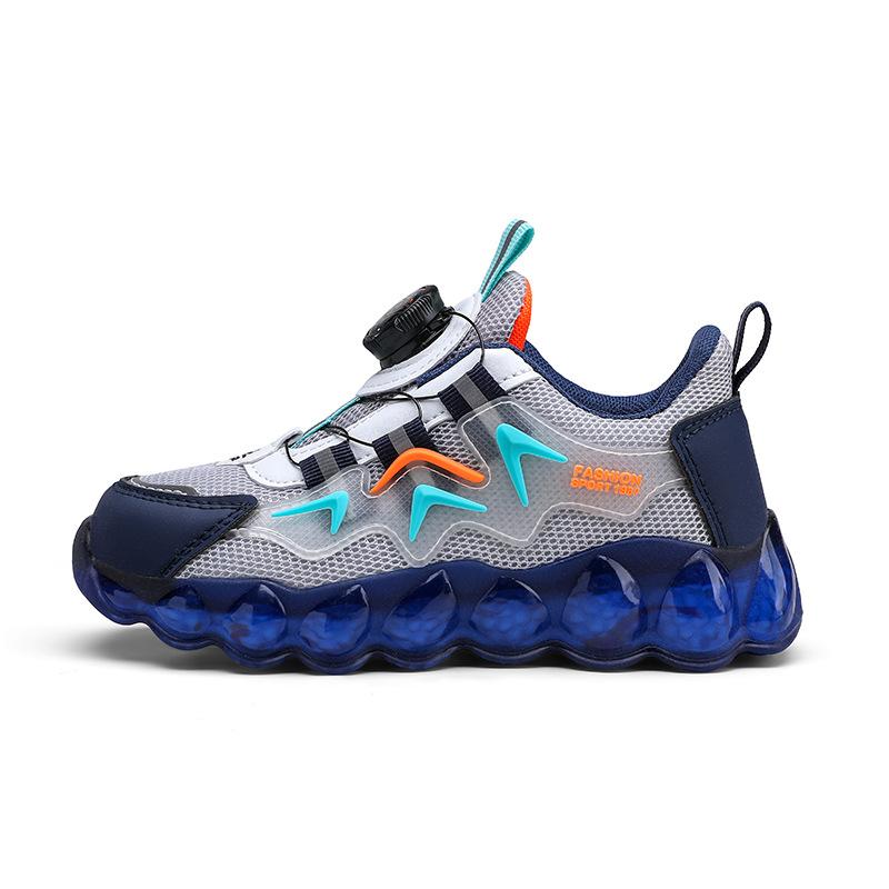 2025 Spring and Autumn New Boys' Sports Shoes Mesh Breathable Non-slip Rotating Buckle Soft Sole Lightweight Shoes Tide