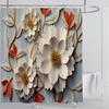 3D Stereo Beautiful Flower Printing Bathroom Curtain Waterproof Polyester Shower Curtain Home Decoration Curtain with Hooks