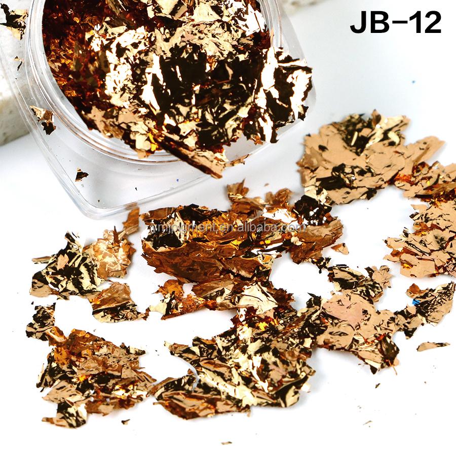 Bulk 50g Bag Nail Gold Foil Flakes Gold Leaf Flakes for Resin Crafts Slime Nail Art Painting Cake Gilding Decoration