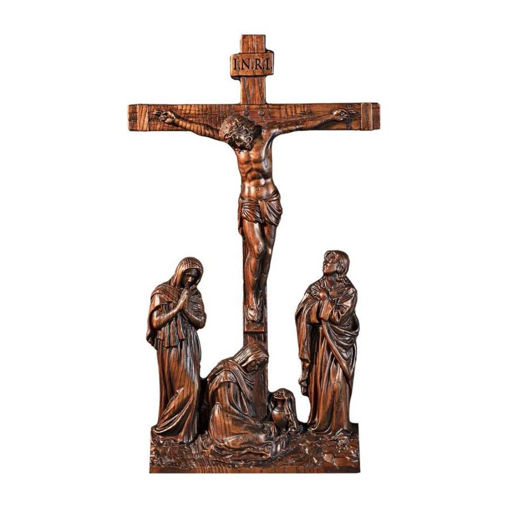 Jesus Crucifixion Scene Statue, Hand-Carved Wooden Calvary Decoration, 14 Station of the Cross, Religious Christian Sculpture