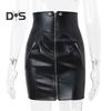 Punk Stil Frauen Winter Mini Rock Hohe Taille Taschen Zipper Verschluss Kurzen Rock Slim Fit Hüfte Gewickelt Sexy Faux leder Rock