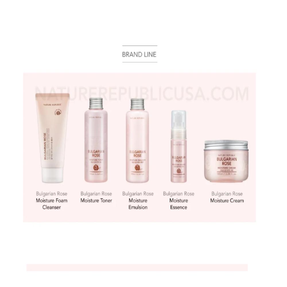 

Набор для специального ухода из 5 предметов Nature Republic Bulgaria Bulgaria Rose (Пенка для очистки, тонер, эссенция, эмульсия, крем )