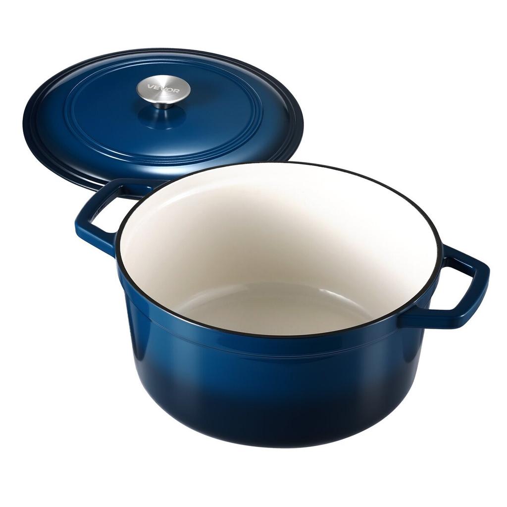 Enameled Cast Iron Dutch Oven, 5.7L Pot with Lid and Dual Handles, Heavy-Duty Durable Cookware Pan, Oven Induction Compatible up to 260 , for