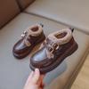 Children Leather Shoes Winter British Thick Soled Girls Shoes Plush Casual Warm Thicken Cotton Shoes