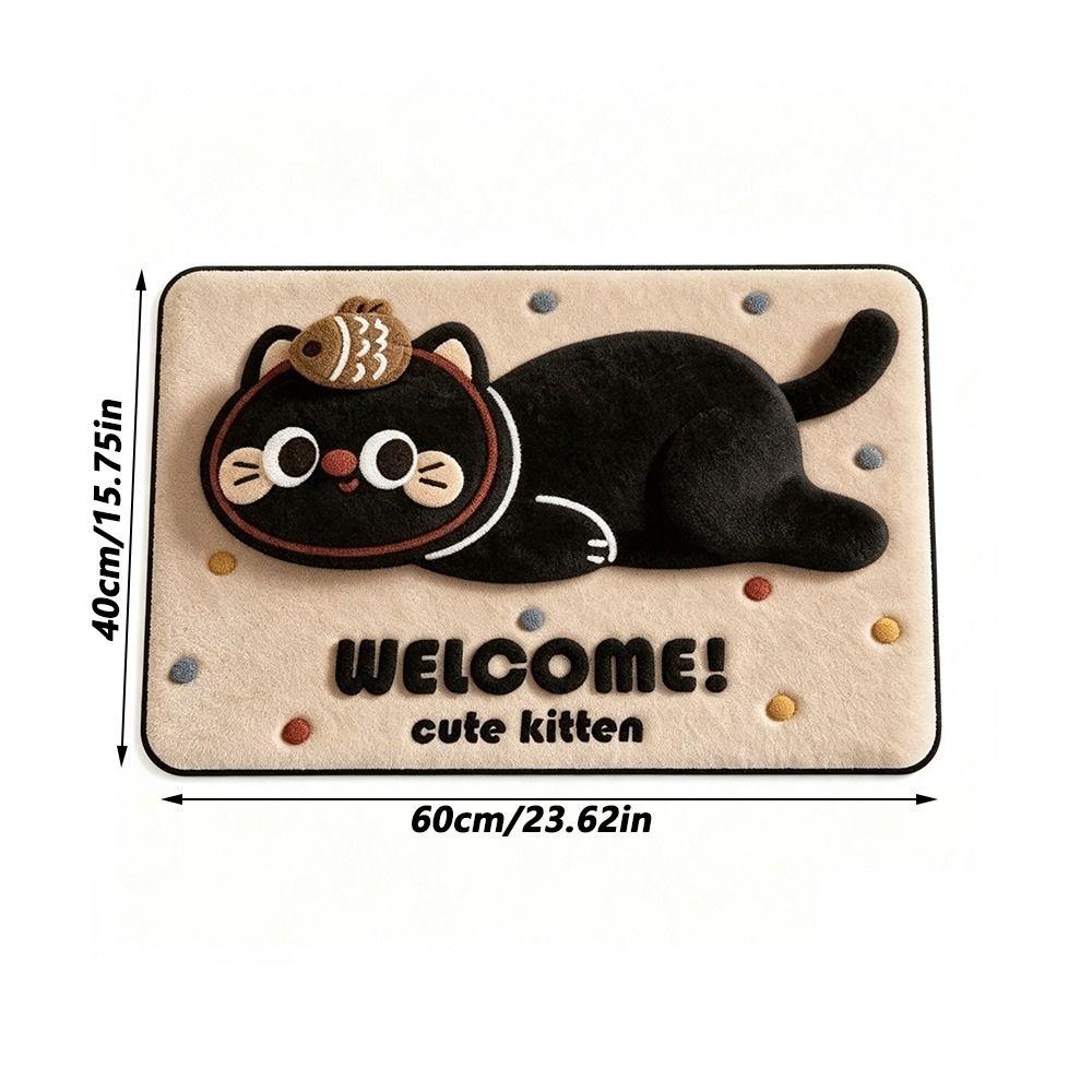 Non-Slip Backing Cartoon Floor Mat Water Absorbent Area Rug 3D Plush Animal Doormat Bathroom Rug