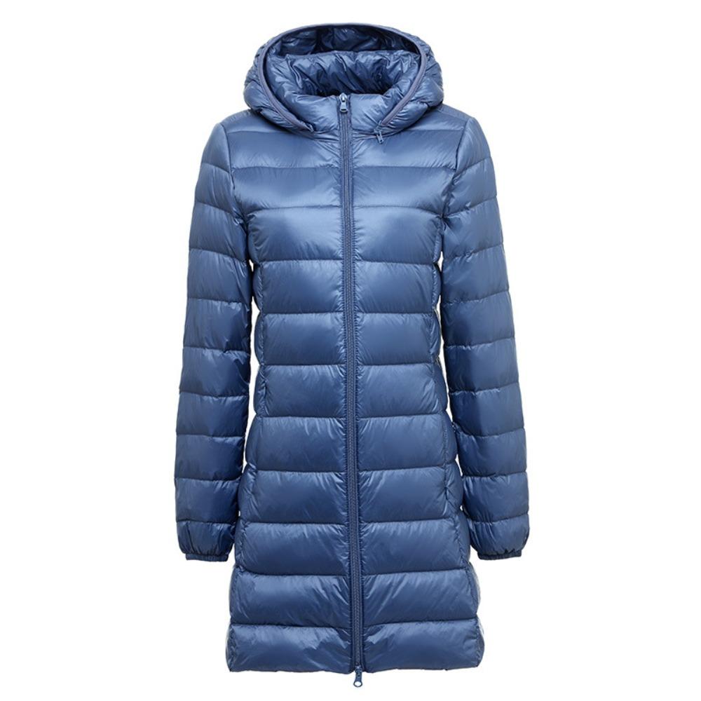 Women's Hooded Long Sleeve Mid‑Length Loose Fit Lightweight Puffer Down Coat Winter Warm Outerwear Jacket