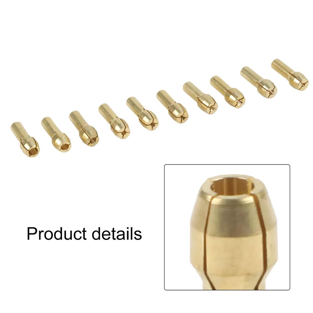 Mini Drill Chucks Set 10 Brass Adapters For Rotary Tools Reliable Grip And Compatibility For Various Applications