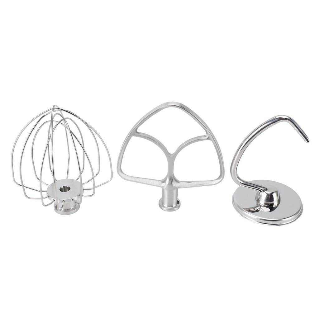 3Pcs Stand Mixer Attachment Stainless Steel Flat Beater Dough Hook Wire Whip Tilt Head Stand Mixer Accessories for