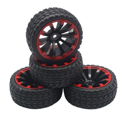 Set of 4 12mm Hex Wheel Rims Rubber Compatible with HSP Redcat HPI Tamiya RC Touring Drift Cars 2.55" & Tires, 1/10 On-Road