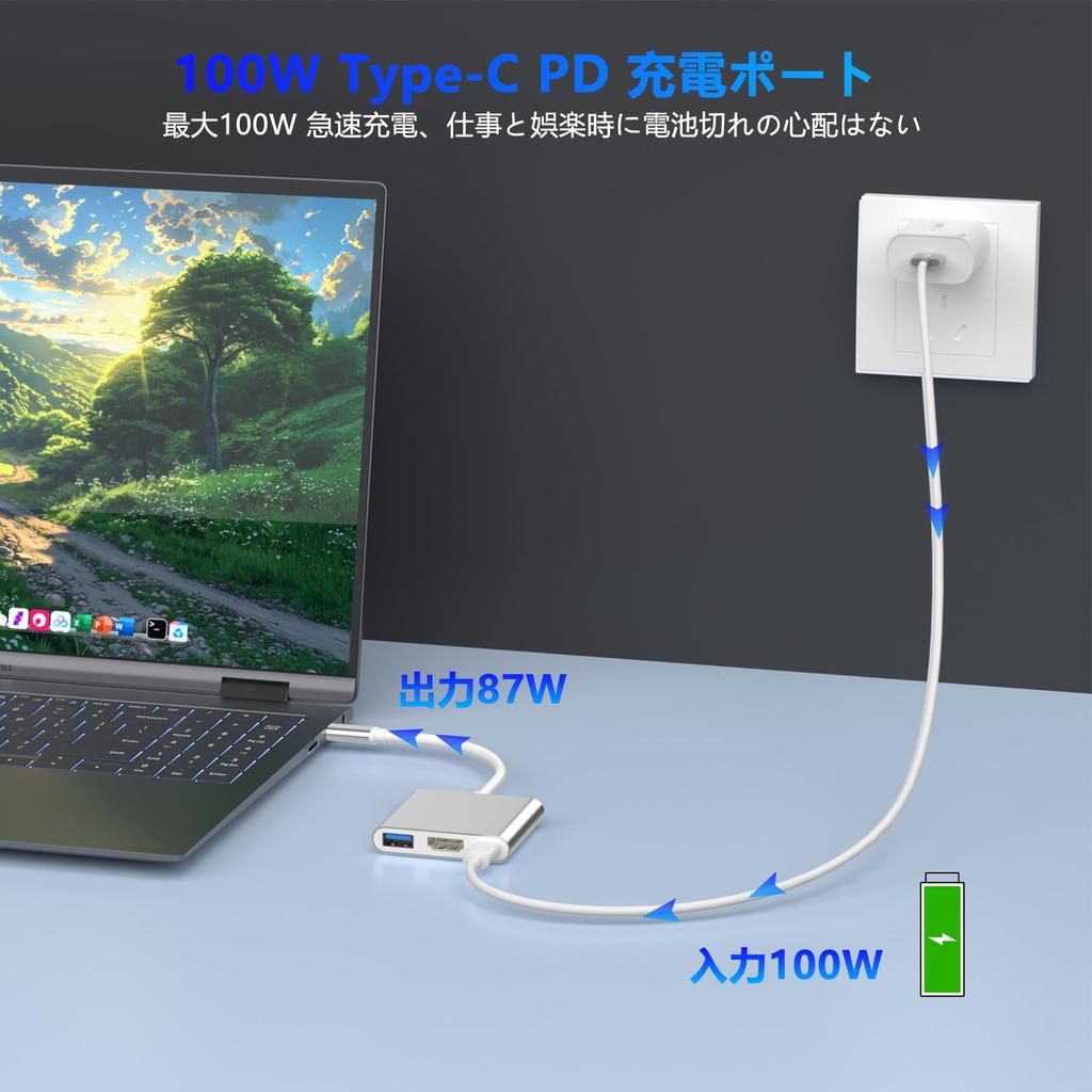 HDMI Adapter for USB to HDMI Converter Adapter USB PD 100W Fast 5Gbps USB C Compatible with iPhone Microsoft and Other for Work from Home and Meetings