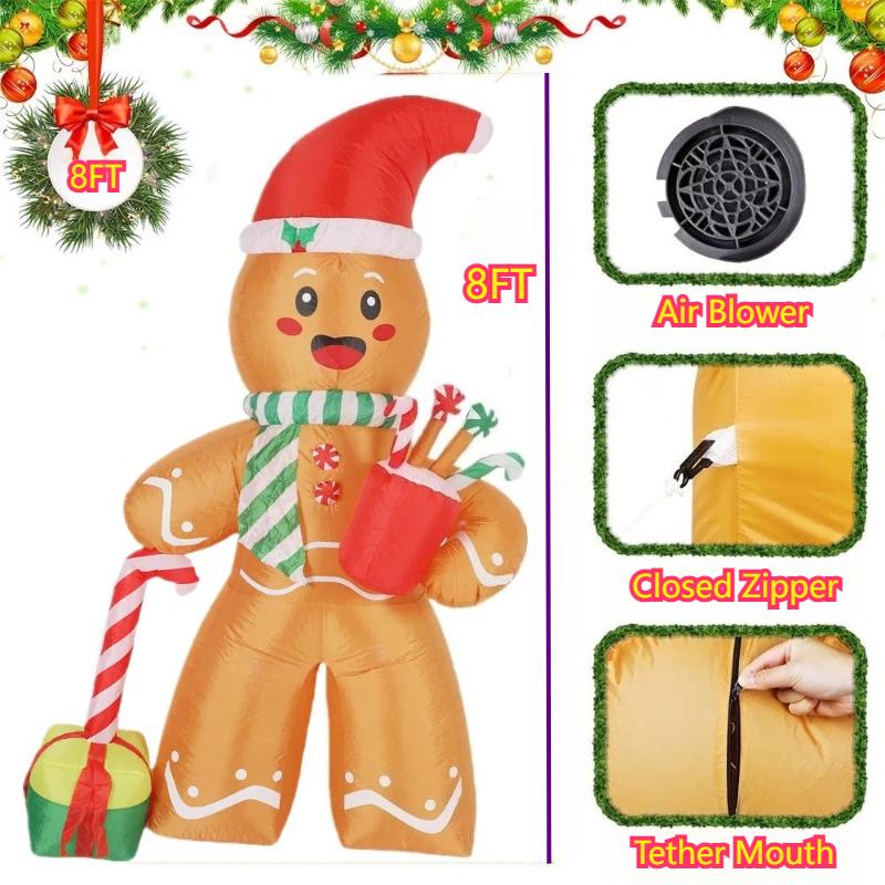 2025 2.4M Xmas Gingerbread Man Inflatable Christmas Model Giant Outdoor Party Decorations Large Inflatable Yard Christmas Decor