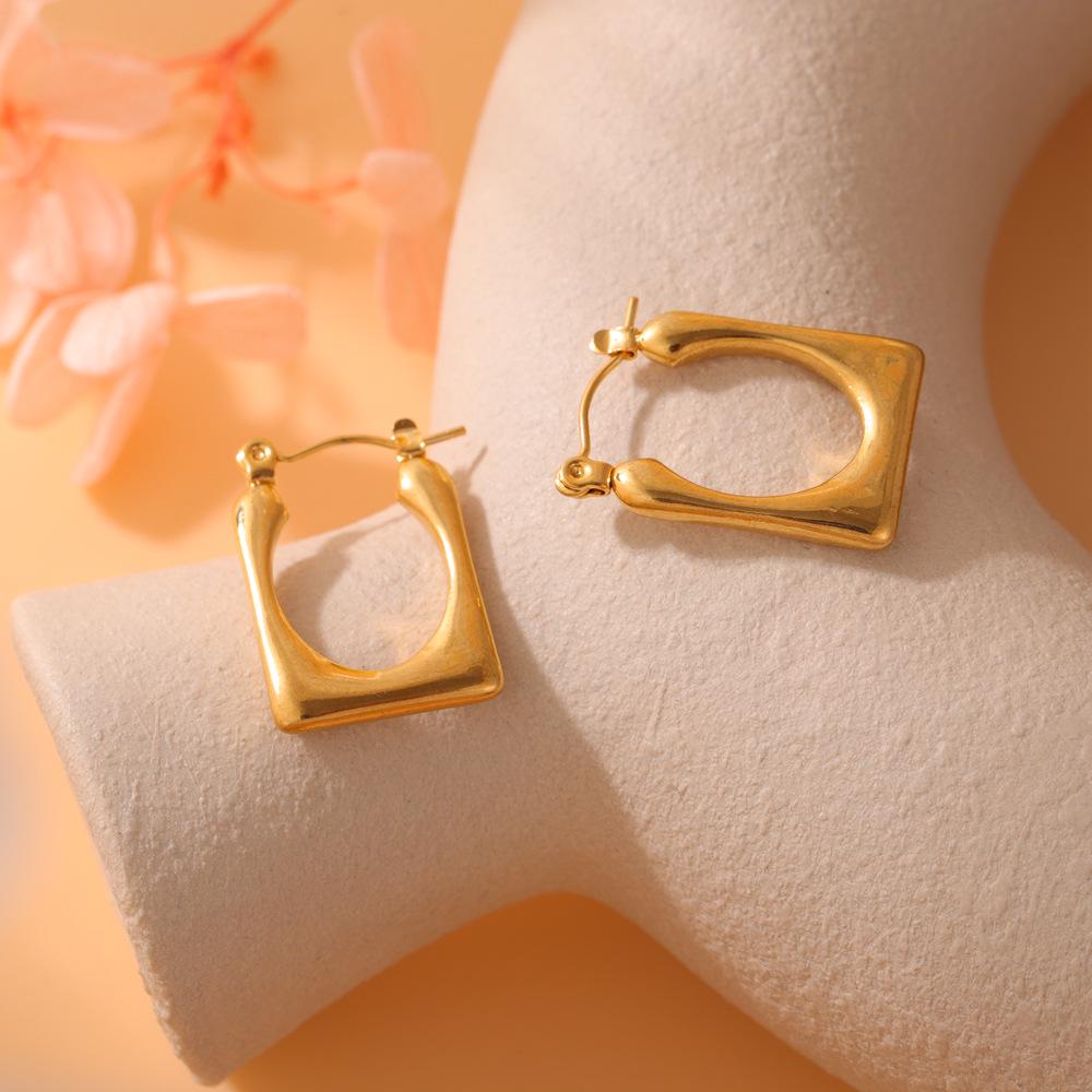 Retro Women's Stainless Steel Hydraulic Earrings - High-End European & American Design