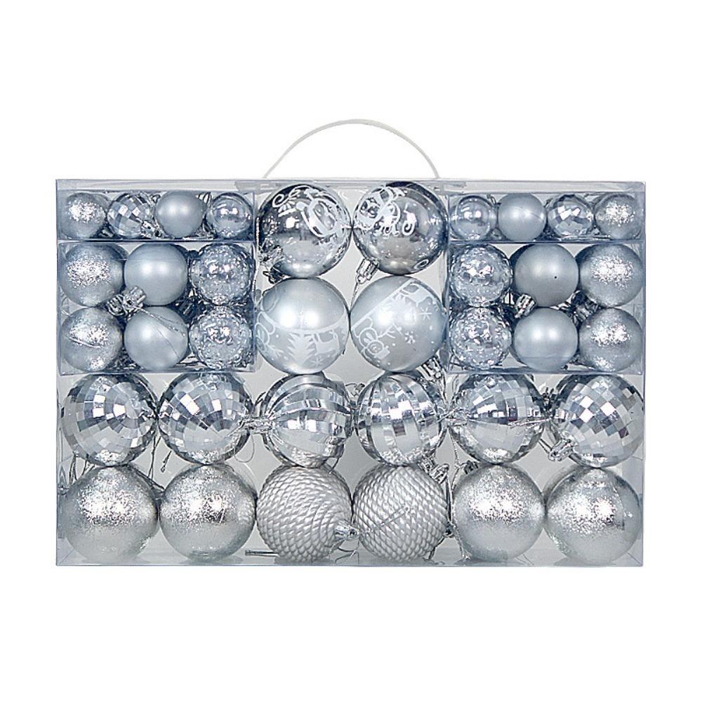 100pcs Plastic Material Christmas Ball Multi Color Shatterproof Christmas Tree Decoration 3/4/6cm Size Painted Design