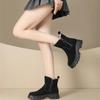 Leather Platform Snow Boots Women's Autumn and Winter Warm Martin Short Boots Casual Velvet Thickened Cotton Boots