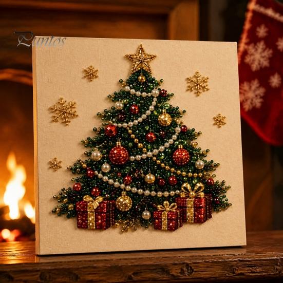 Handgefertigte Dekorationsornamente DIY Weihnachts-Perlenmalerei Kunst-Kit mit Holzrahmen, Basteln, Kranz-/Weihnachtsmann-Bastelsets zur Entspannung Claus/Weihnachten