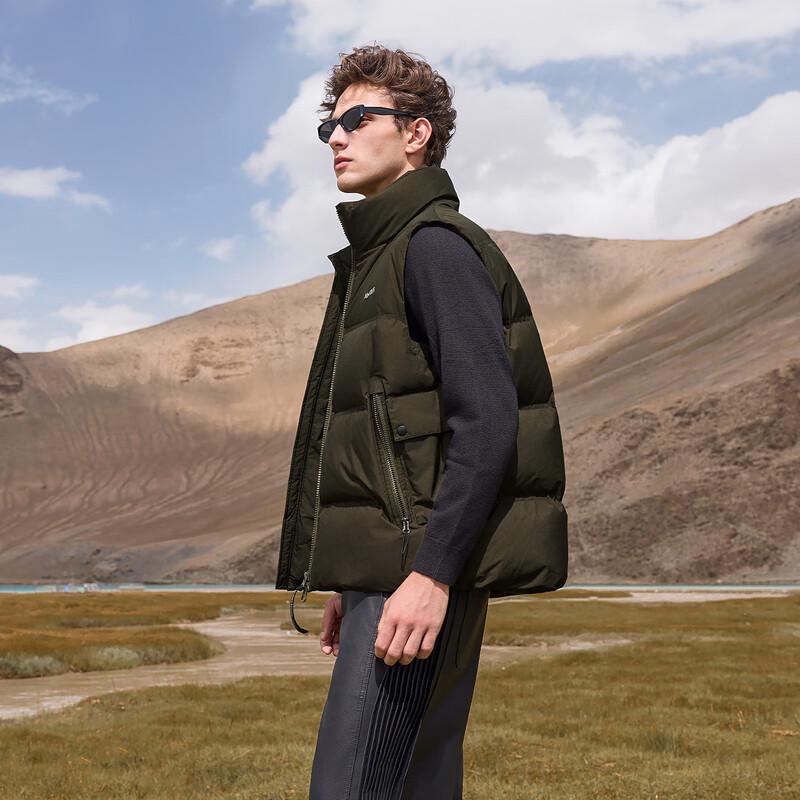 Tanbor Men's Loose Fit Stand Collar Down Vest