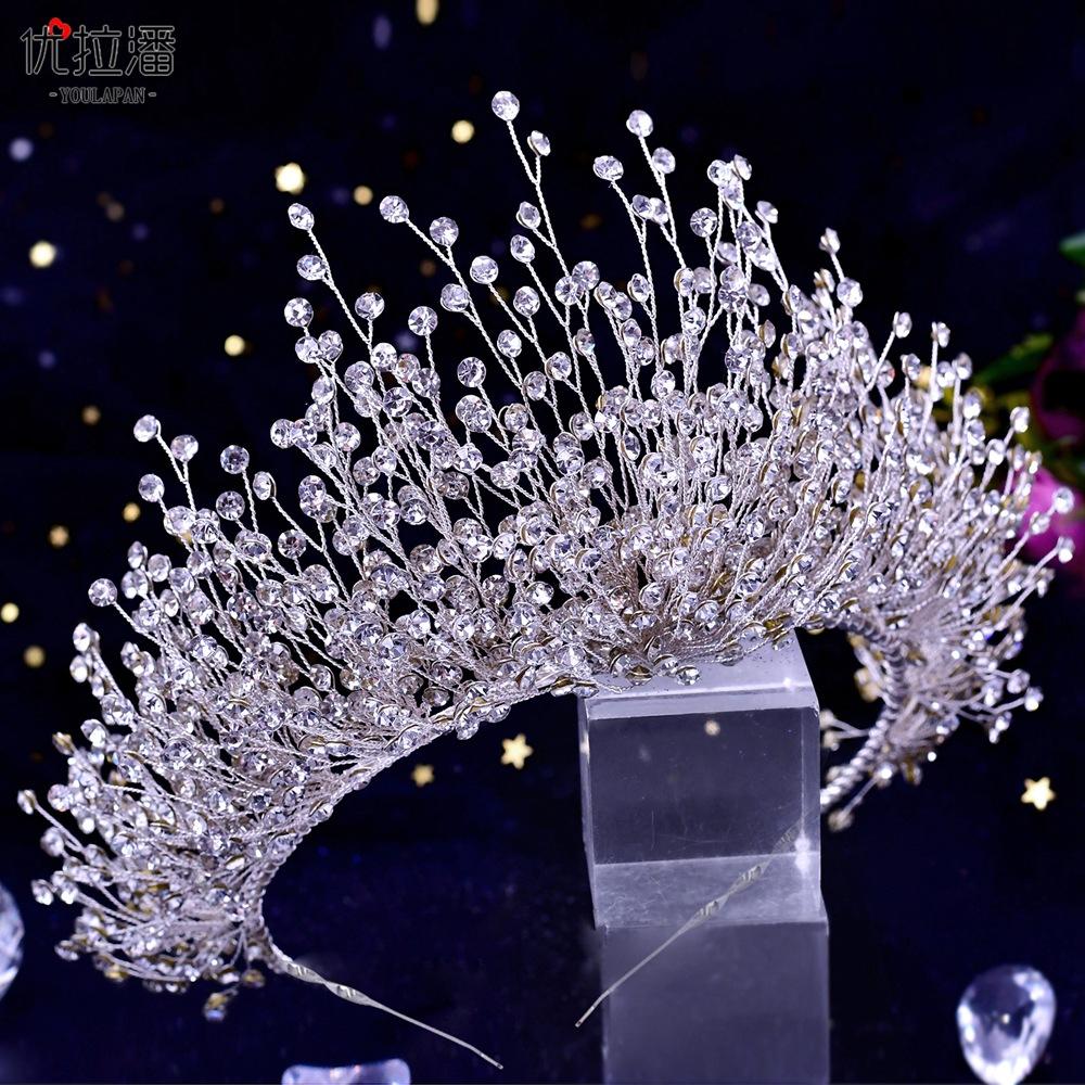 Yulapan Hp193 Luxury Bridal Headgear Crown Set Accessories Ab Diamond Necklace Earrings Three-Piece Hair Accessories